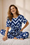Women's Cotton Front Tie Patterned Crop T-Shirt Pajama Set