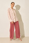 Cream Patterned Fabric Detailed Long Sleeve Shirt - 4