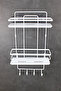 White Bathroom and Cosmetic Organizer with Crystal Shelf and Stainless Lamas Double Bathroom Shelf Shampoo Rack - 3