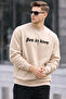 Written Design Cotton Casual Men's Beige Sweatshirt - 2