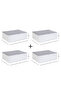 4 Pieces of Large Size Gray Striped Underbed Pillow Quilt Storage Bag 62X46X22 - 5