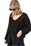 Black Openwork Patterned Women's Knitwear Blouse - 4