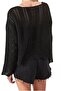 Black Openwork Patterned Women's Knitwear Blouse - 3