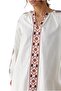 Women's White Ethnic Embroidered Detailed Cotton Dress - 4