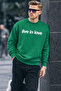 Written Design Cotton Casual Men's Green Sweatshirt - 3