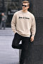 Written Design Cotton Casual Men's Beige Sweatshirt - 3
