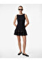 Boat Neck Sleeveless Mini Dress with Voluminous Ruffles at the Hem