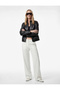 Long Sleeve Zippered Pocketed Stand Collar Faux Leather Crop Jacket - 3
