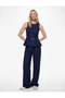 Standard Waist Pocket Ribbed Detailed Straight Wide Leg Palazzo Trousers - 2