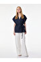 Striped Long Blazer Vest with Pocket Belt Detail - 2