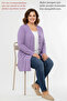 Plus Size Women's Spring Summer Wrinkled Fabric Mother Buttons V-Neck Classic Purple Cardigan - 7