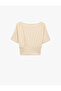 Short Sleeve Viscose Blend Boat Neck Waist Accent Crop T-Shirt - 4