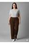 Women's Large Size Crepe Fabric Lycra Palazzo Brown Trousers with Elastic Waist