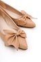 Amar Nude Bow Low Heel (1.5 cm) Pointed Toe Daily Ballerinas - 4