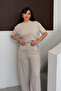 Women's Modal Fabric Short Sleeve Tracksuit Set 1098 Stone - 5