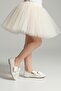 Girl's Silvery Cream Color Bow Tie Orthopedic Stylish Ballet Flat - 6