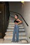 Shiny Stone Detail Palazzo Jean Pants GLM-618 - 6