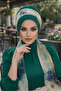 Emerald Turquoise Tie-Dye Patterned Scarf and Headscarf - 2