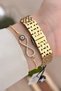 Gold Color 2 Years Warranty 23 mm Square Women Wrist Watch & Bracelet - 4