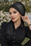 Black Silver Pleated Scarf Bonnet