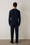 Navy Blue Men's Basic Long Sleeve Pajama Set - 6