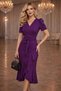 Crepe Fabric Midi Length Belted Dress (Coloured)