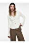Buttoned Long Sleeve V-Neck Cotton Flounce Knitwear Peplum Cardigan - 2