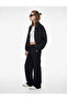 Viscose Blend Wide Leg Trousers with Pocket and Belt Detail