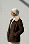 Brown Fur Collar Lined Cashmere Jacket Coat 2121 - 3