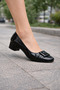 Odin Women's Large Size Patent Leather Comfortable Shoes-Black - 6