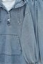 Kangaroo Pocket Hooded Jeans Set with Snap Front - Blue - 6