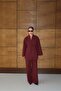 Burgundy Blouse Pants Set - 8767 - 2