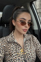 Ellipse Unisex Metal Sunglasses - Gold and Brown