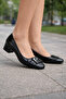 Odin Women's Large Size Patent Leather Comfortable Shoes-Black