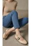 Women's Beige Metal Buckle Leather Ballerinas 1cm Byndmtf05 - 3