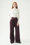 Burgundy Double Pleat Detail Belt Piece Trousers 5009