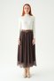 Fusta din sifon maro curea 8458A - 2