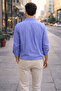 Blue White Striped Long Sleeve 100% Cotton Men's Shirt - 4