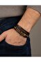 Genuine Leather Tiger's Eye Natural Stone Men's Bracelet