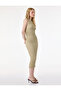 Bürümcük Fabric Slim Fit Crew Neck Sleeveless Draped Midi Pencil Dress - 2
