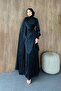 Stone Detailed Evening Dress Black - 4