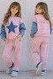 Girl's Denim Star Detailed Black Set – Modern Cut Sweatshirt & Wide-Legged Pants Combination - 8
