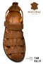 100% Genuine Leather Closed Toe Men's Sandals Syringe Tan - 6