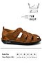 100% Genuine Leather Closed Toe Men's Sandals Syringe Tan - 3