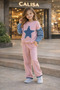 Girl's Denim Star Detailed Black Set – Modern Cut Sweatshirt & Wide-Legged Pants Combination - 4
