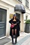Women's Black Oversized Wide Fit Fabric Melton Coat X-Nbmylk26 - 3