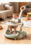3-in-1 Foldable Baby Walker, Adjustable Height Anti-Tip Activity Walker with Music, Push Handle - 2