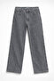 Women's Gray High Waist Wide Leg Jean Pants - 2