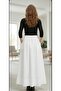 Women's Ecru Hijab Long Skirt with Elastic Waist and Poplin Pockets - 2