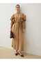 Flywheel Detailed Belted Hijab Dress - Camel - 6